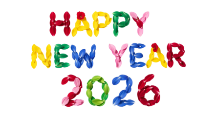 Happy New Year 2026 - Colorful Balloons
