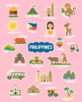 Philippine iconic landmark sticker style