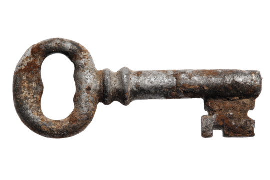 old rusty key isolated on transparent background Remove png, Clipping Path, pen tool