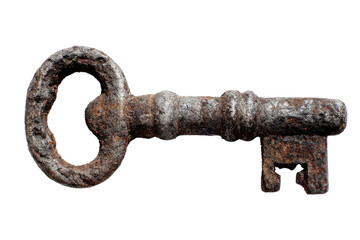 Obraz premium old rusty key isolated on transparent background Remove png, Clipping Path, pen tool