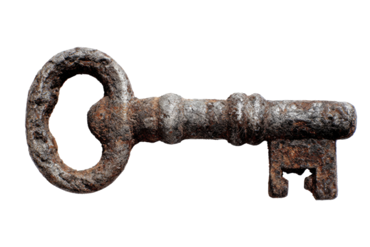old rusty key isolated on transparent background Remove png, Clipping Path, pen tool - Powered by Adobe