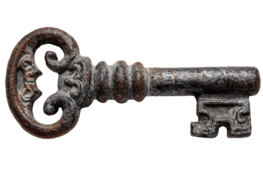 old rusty key isolated on transparent background Remove png, Clipping Path, pen tool