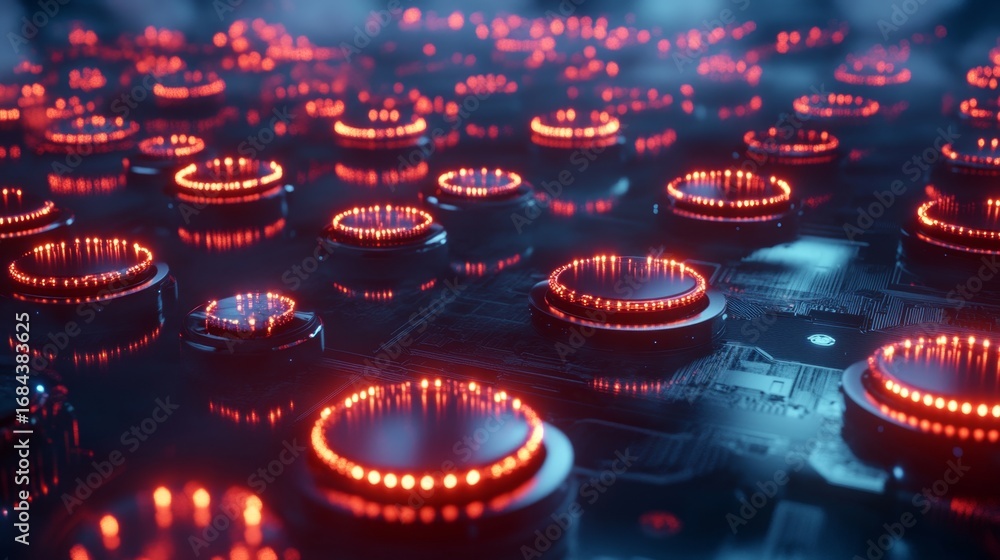 Poster illuminated future data center operations tech hub digital infrastructure futuristic environment clo