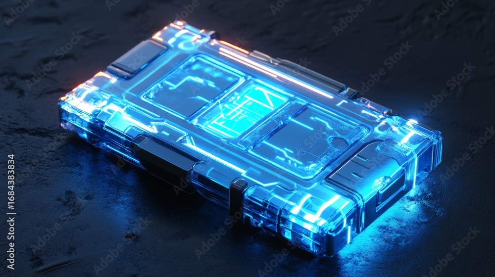 Poster unlocking the future a glowing digital lock design in a tech-inspired environment