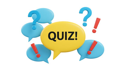 Quiz question and answer concept with speech bubbles isolated on transparent background