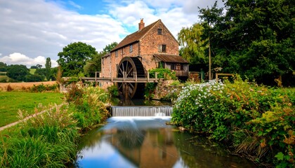 Fototapeta premium Picturesque old mill by a flowing stream