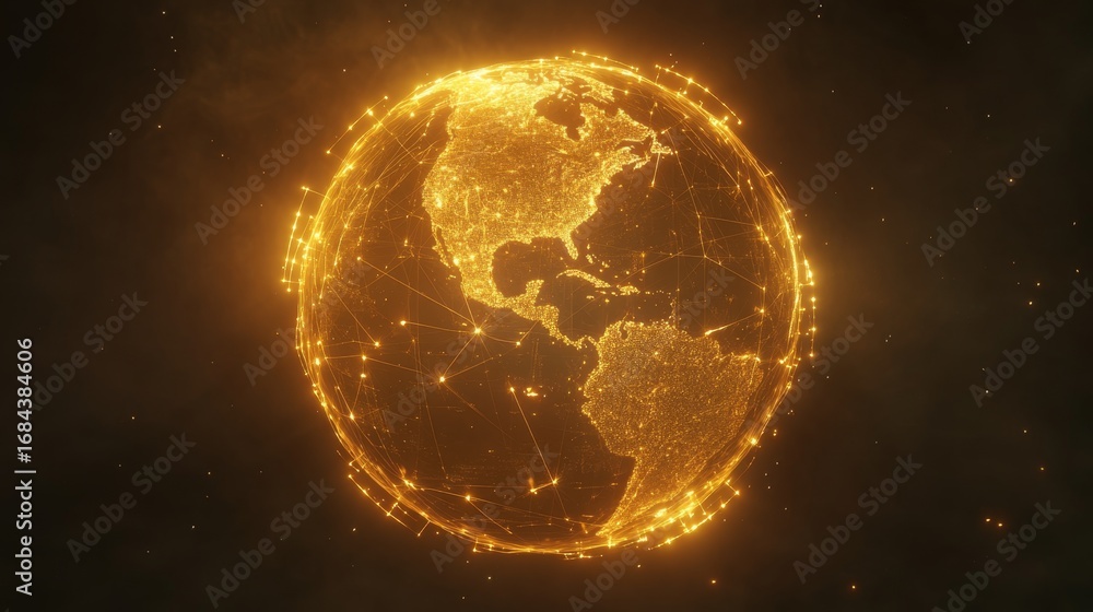 Aufkleber illuminated globe displaying radiant paths of connectivity in a digital world
