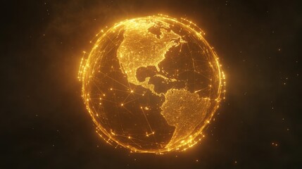 Obraz premium Illuminated globe displaying radiant paths of connectivity in a digital world