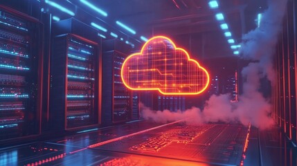 Mapping the future a glowing cloud computing network overlaying dffa in a digital environment