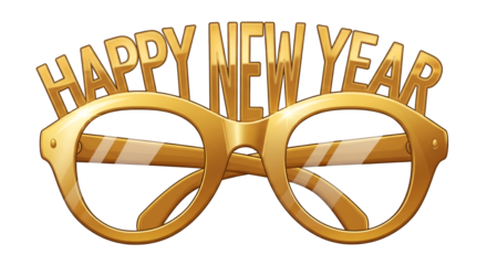 Happy New Year Gold Glasses Party Celebration