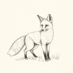 fox pen drawing

