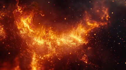 Vibrant Cosmic Plasma Stream Background with Fiery Colors and Starry Space Elements