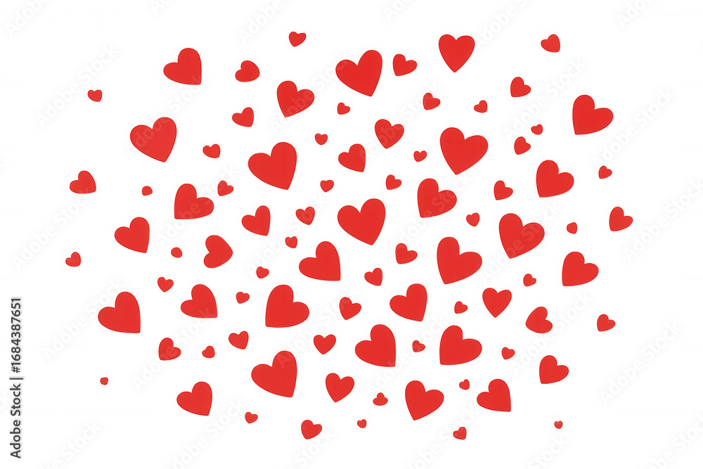 Poster red hearts floating on a transparent background, creating a romantic design perfect for valentine's 
