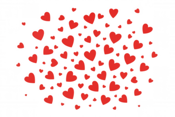 Red hearts floating on a transparent background, creating a romantic design perfect for valentine's day projects