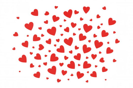 Red hearts floating on a transparent background, creating a romantic design perfect for valentine's day projects - Powered by Adobe