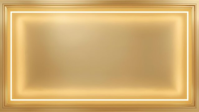 Realistic metallic gold rectangle frame with a brushed metal texture and gradient effect. An elegant and sophisticated isolated border element for certificates, awards, or formal invitations