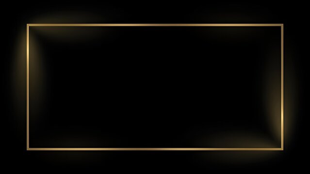 A sleek and thin minimalist gold rectangle frame on a stark black background. An ultra-modern and elegant border perfect for sophisticated branding, invitations, or header design