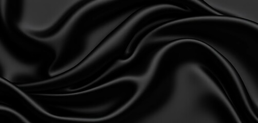 Obraz premium Abstract black satin waves, luxurious silk texture , elegant, smooth