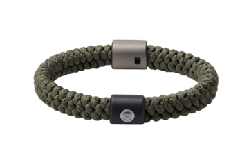 Olive Green Paracord Bracelet with Metal Clasp survival bracelet isolated on a transparent background