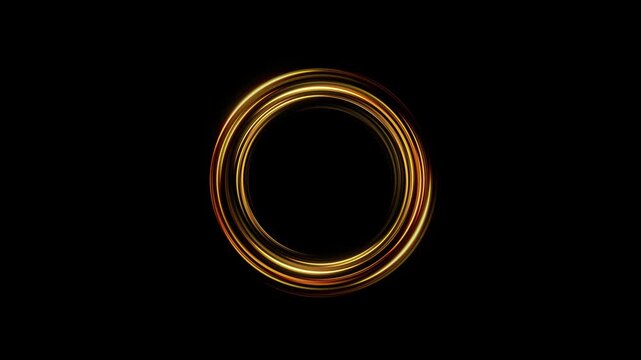 golden circle loop swirls luminous light Glowing circular light ring spins background radiant effect. for reveals, cinematic intros, award luxury branding, promotional animations, festive celebrations