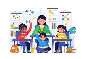Corporate presentation with employees analyzing financial data growth