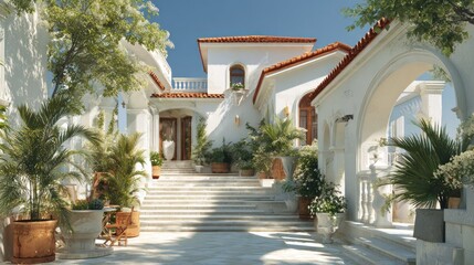 Fototapeta premium Mediterranean Villa: Sun-Drenched Luxury