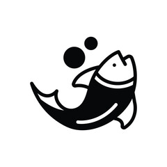 Black solid icon for fish