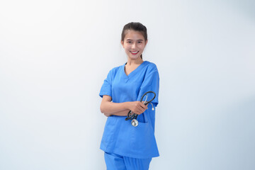 Portrait of doctor asian woman with stethoscope Healthcare and medical concept