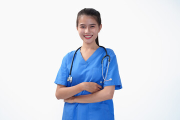 Portrait of doctor asian woman with stethoscope Healthcare and medical concept
