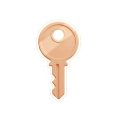 3d icon of a simple key isolated on transparent background, featuring a round head and a jagged edge, symbolizing access and security with png file