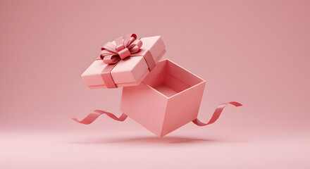 Floating Pink Gift Box with Ribbon Bow