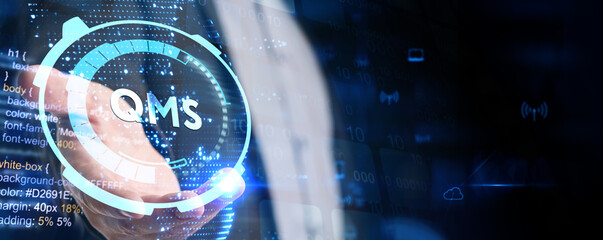 Quality management system business and industrial technology concept. QMS.