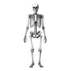 Image of human skeleton with skull, bones and spine for medical and health sciences.