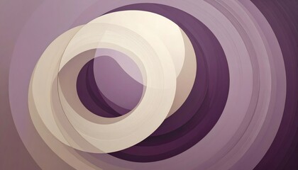 Abstract Concentric Circles in Deep Purple and Cream Tones