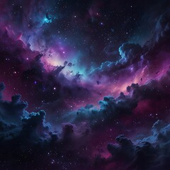 Fototapeta premium Colorful Cosmic Nebula with Glowing Stars and Vibrant Deep Space Clouds