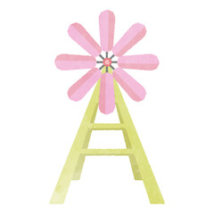 Illustration of a cute spinning windmill 02