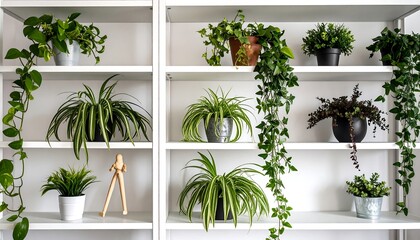 Shelves with potted plants