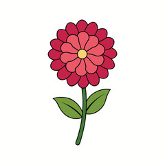 Zinnia Flower Illustration on White Background