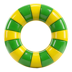 Fototapeta premium Vibrant inflatable ring with alternating green and yellow sections on black background