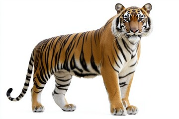 Naklejka premium Majestic Tiger Standing Against White Background
