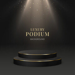 Luxury Black Podium Background Vector Illustration