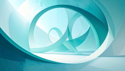 Serene Turquoise Abstract: Flowing Curves and Gentle Light