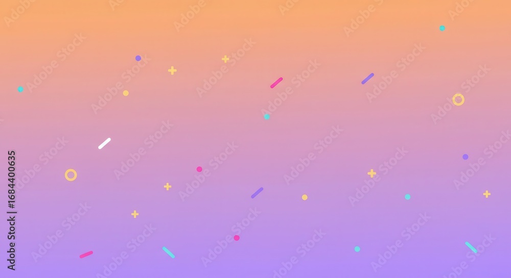 Aufkleber a vibrant, colorful design with a soft gradient background and scattered abstract shapes.