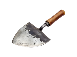  rustic metal masonry trowel with wooden handle isolated on transparent background for construction and building tool concept