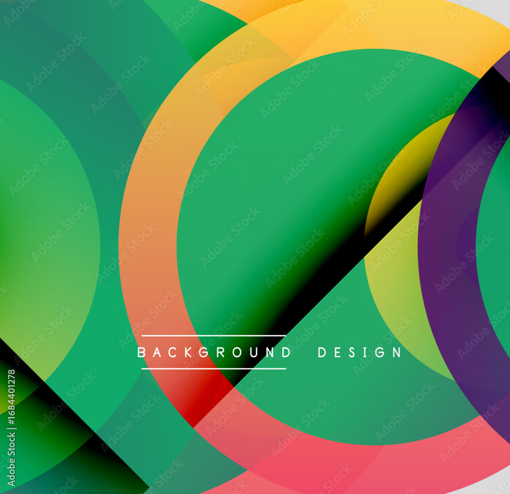 Poster abstract colorful layers create dynamic composition. overlapping circles, gradients, vibrant hues de