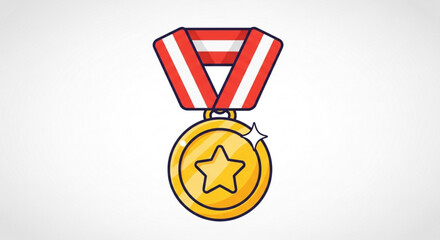Gold star medal award achievement vector graphic design for best performance and success recognition concept