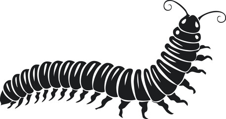 Naklejka premium Caterpillar Insect Bug Animal Vector Logo in Black and White, Minimalist and Simple Design, Perfect for Wildlife Branding, Nature Illustration, and Unique Animal Identity 