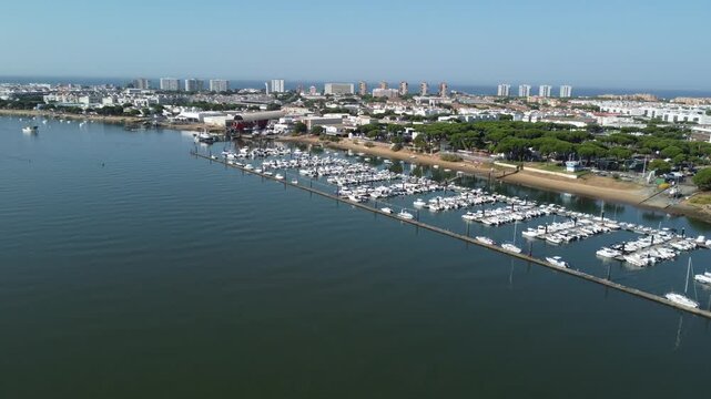 Punta Umbria and the Marismas del Odiel river delta in Huelva in Spain