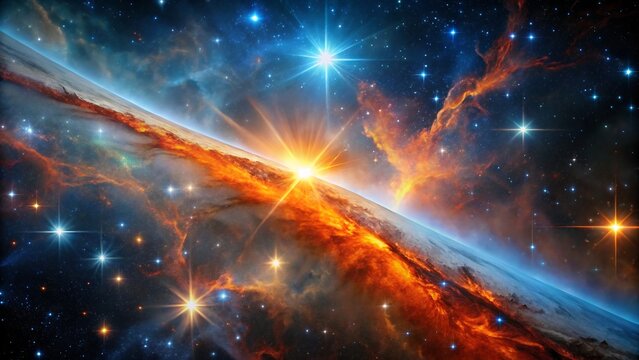 Vibrant nebula with starburst and cosmic dust clouds