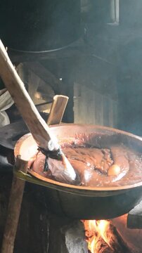 Making Traditional Indonesian Dodol Using Vintage Cooking Tray